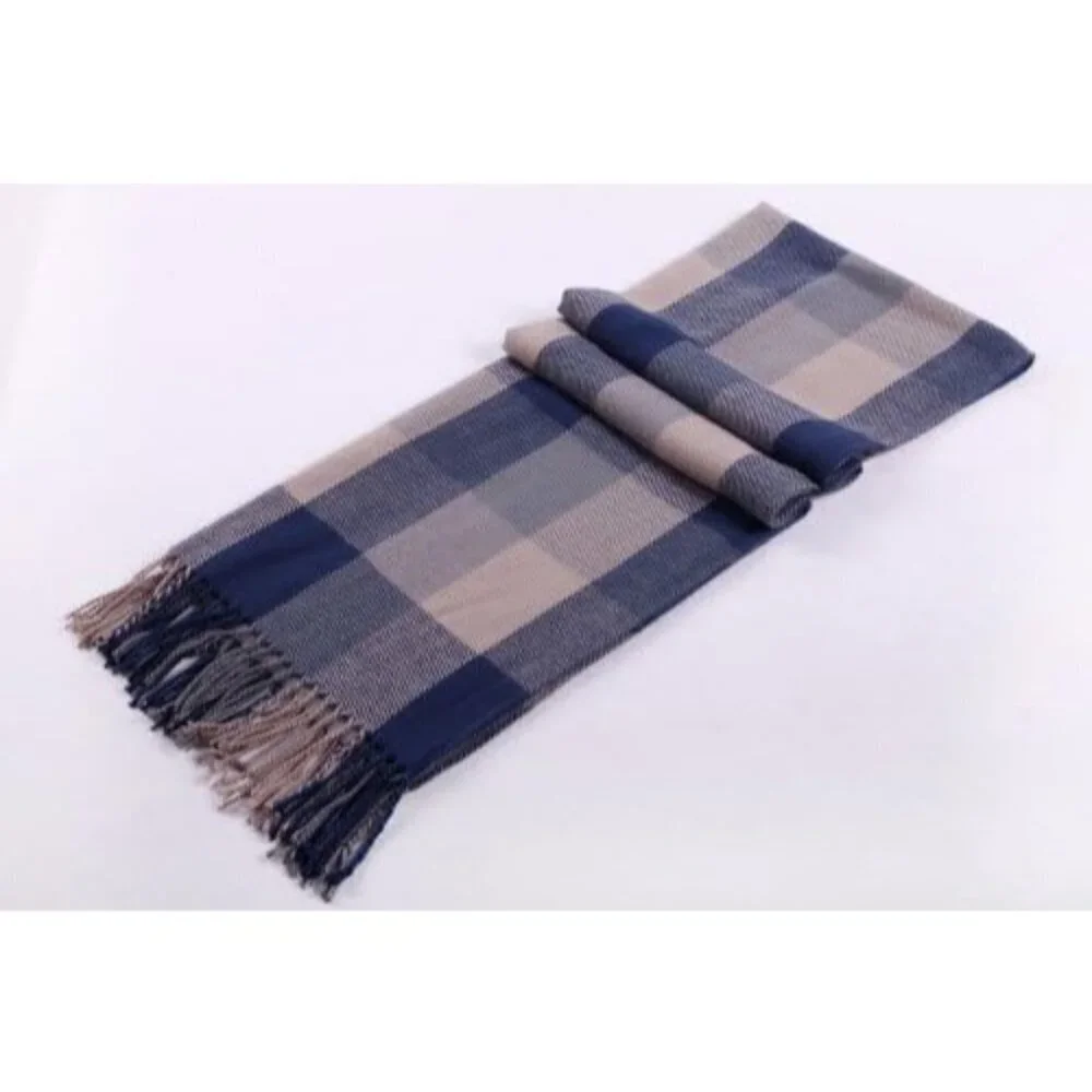Women's Grey Fashion Long Shawl Big Grid Winter Warm Lattice Large Scarf